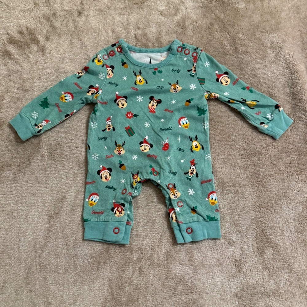 Disney World 50th Anniversary Christmas Romper Mickey Friends Organic Cotton 3M